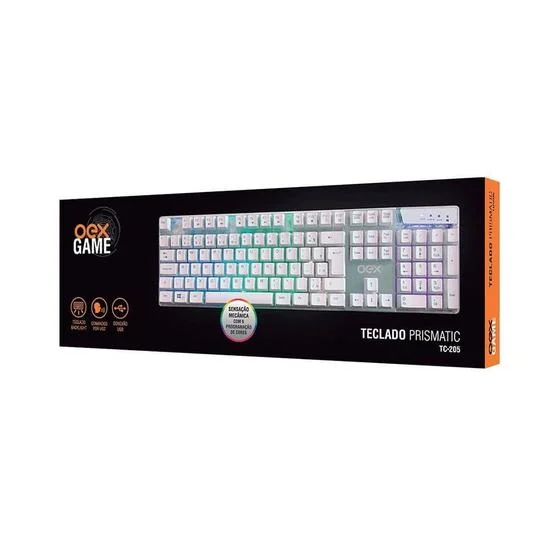 Imagem 2 de 3 do produto Teclado Gamer Oex Game Prismatic Com LED Branco Tc205