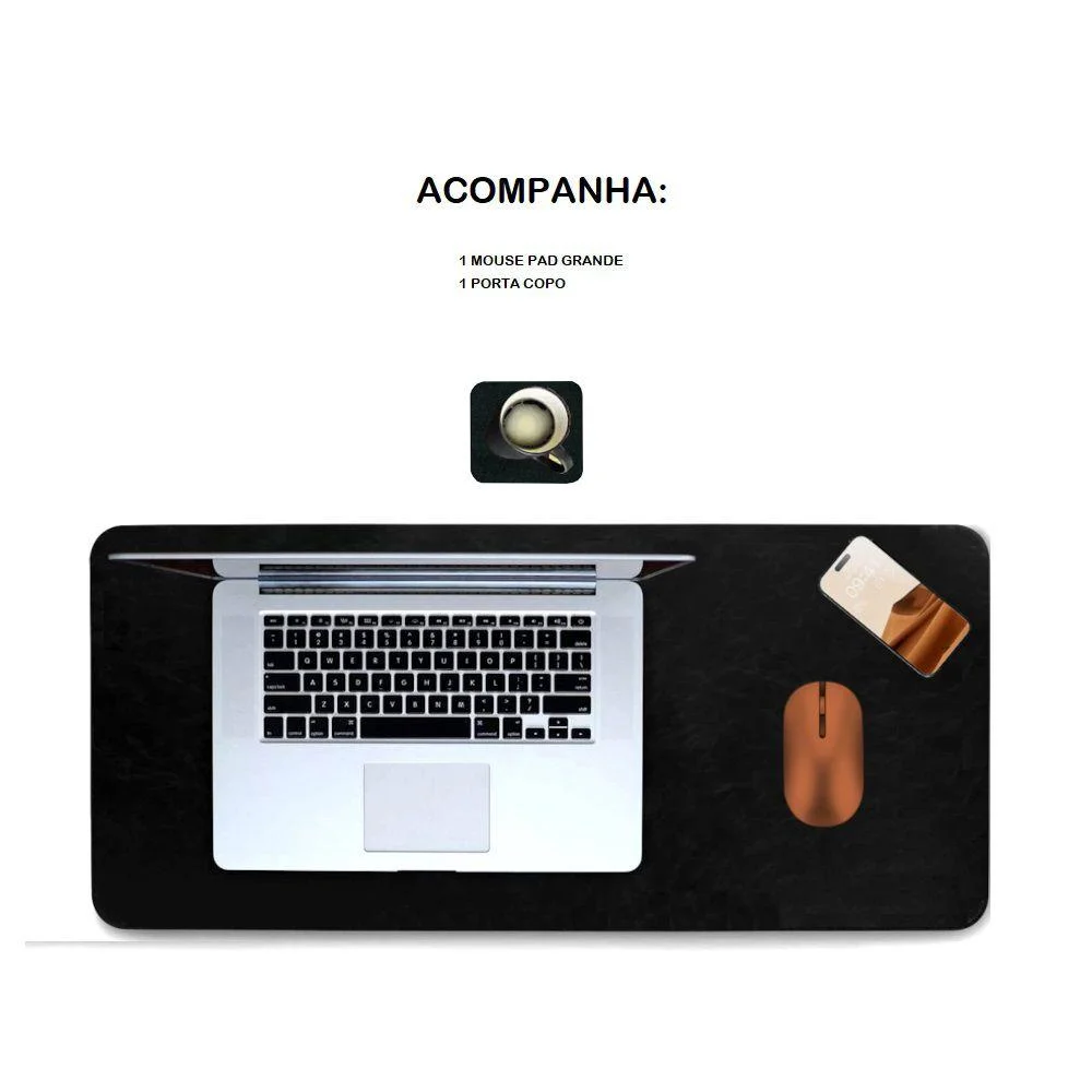 Imagem 3 de 3 do produto Mousepad 70x30 Tapete Mesa Impermeavel + Tapete Porta Copo
