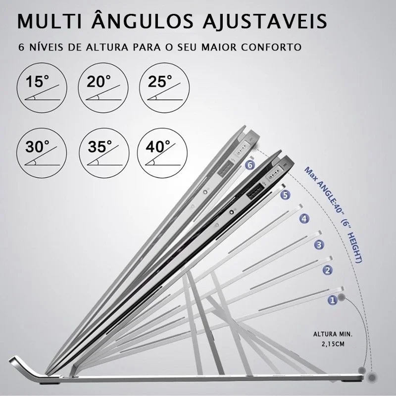 Imagem 3 de 5 do produto Suporte De Notebook De Alumínio Ajustável Para Notebook 10-17 "