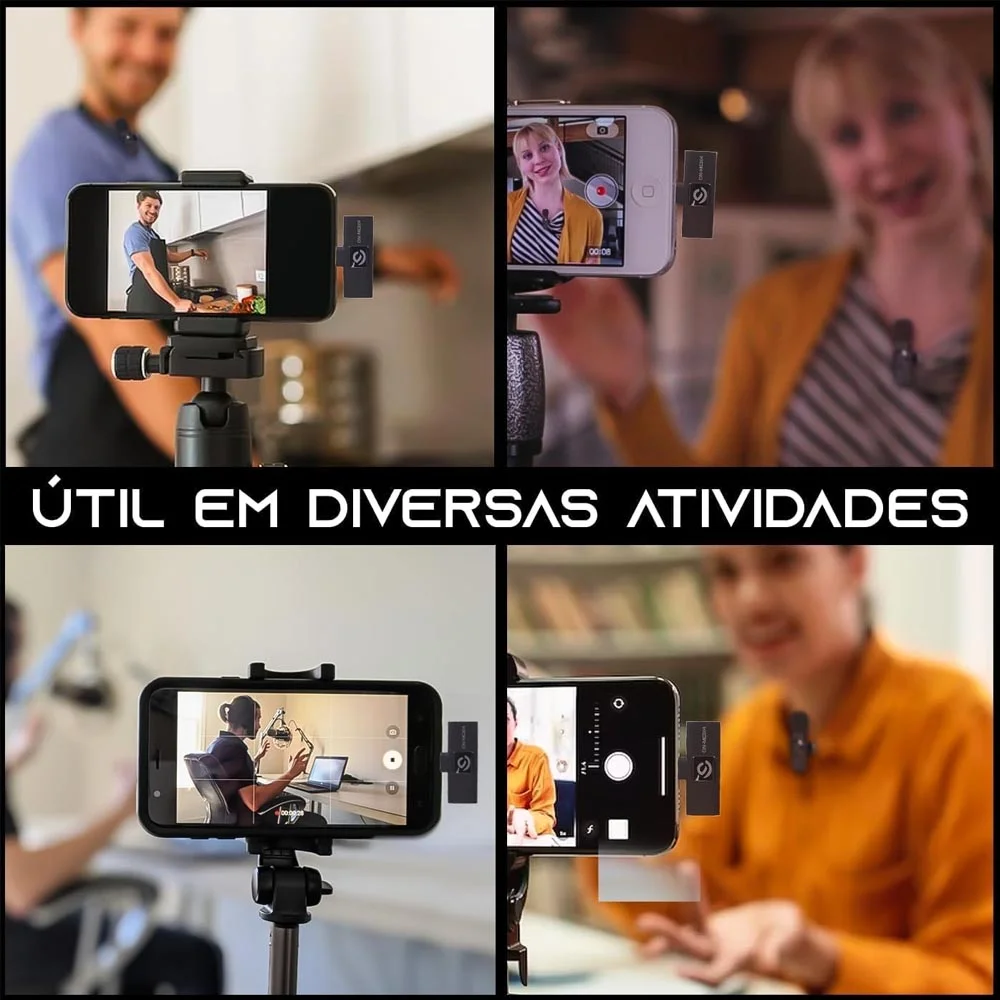 Imagem 4 de 5 do produto Kit 2 Microfone Lapela Transmissão Reunião Palestra Vídeo Youtube Tiktok  Compativel Com Iphone