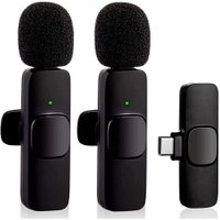 Kit 2 Microfone De Lapela Sem Fio Wireless Um Receptor Profissional Alcance 20 Metros Usb C