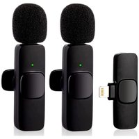 Kit 2 Microfone De Lapela Sem Fio Wireless Um Receptor Profissional Alcance 20 Metros Lightning
