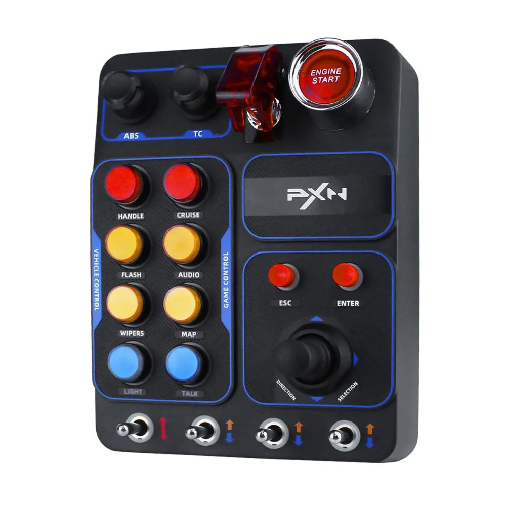 Imagem 1 de 5 do produto Controle Simulador Corrida Pxn Cb1, PC Gamer, Botões Personalizáveis, Plug And Play, RGB, C Alavanca Ligação