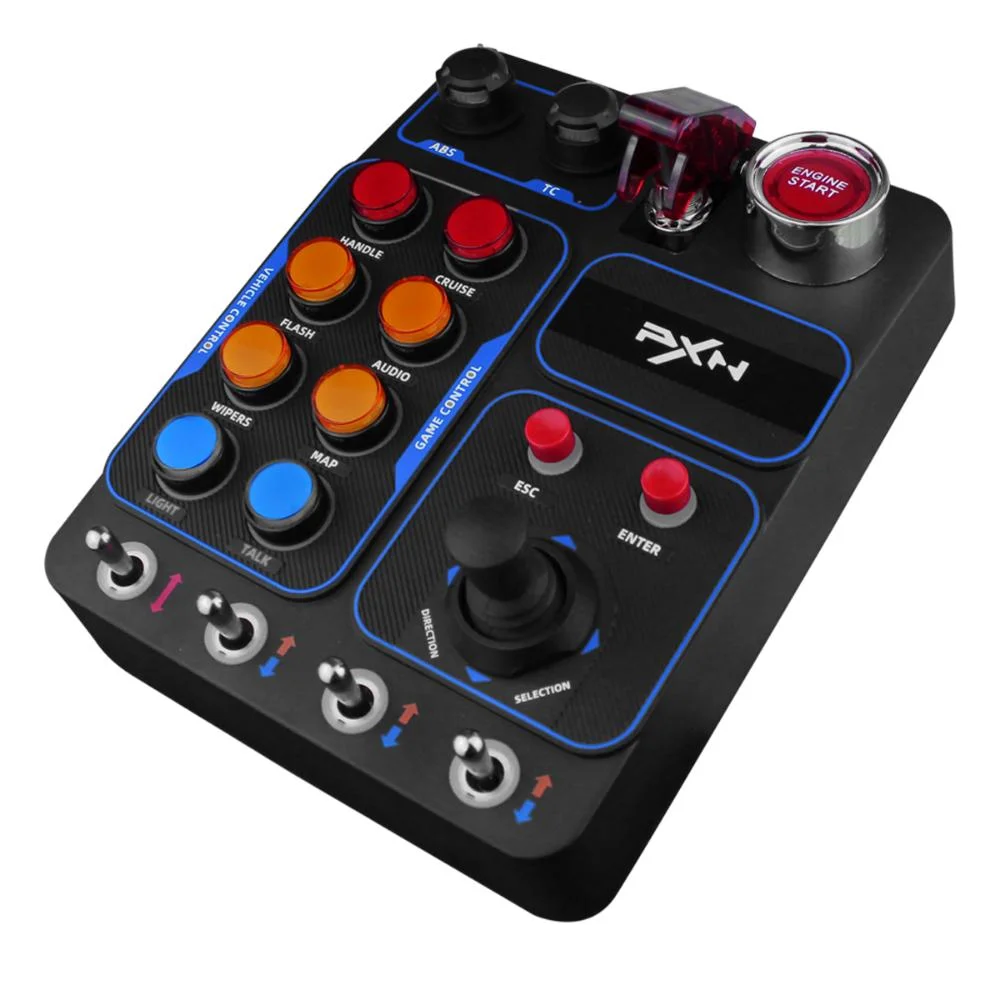 Imagem 2 de 5 do produto Controle Simulador Corrida Pxn Cb1, PC Gamer, Botões Personalizáveis, Plug And Play, RGB, C Alavanca Ligação