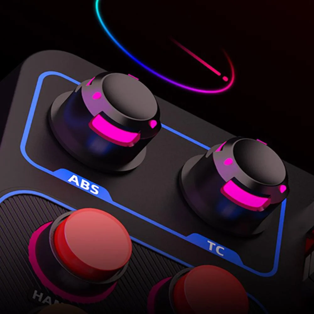 Imagem 3 de 5 do produto Controle Simulador Corrida Pxn Cb1, PC Gamer, Botões Personalizáveis, Plug And Play, RGB, C Alavanca Ligação
