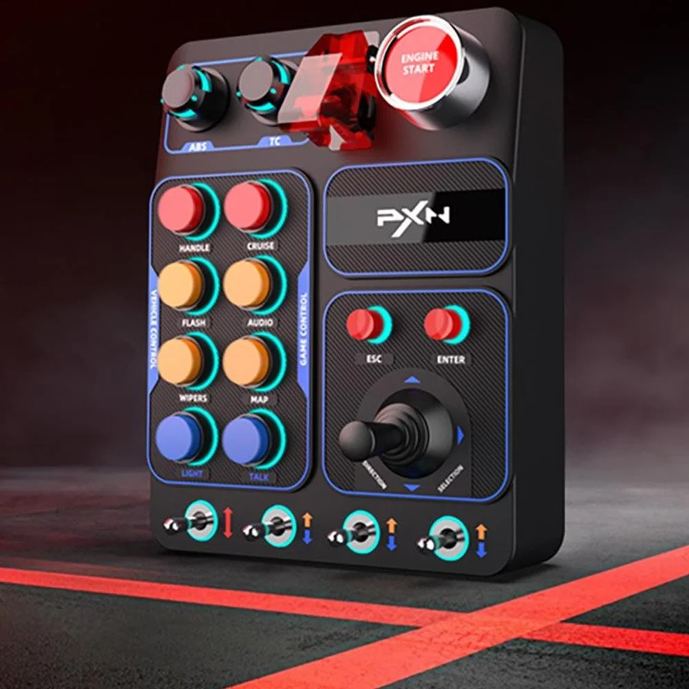Imagem 4 de 5 do produto Controle Simulador Corrida Pxn Cb1, PC Gamer, Botões Personalizáveis, Plug And Play, RGB, C Alavanca Ligação