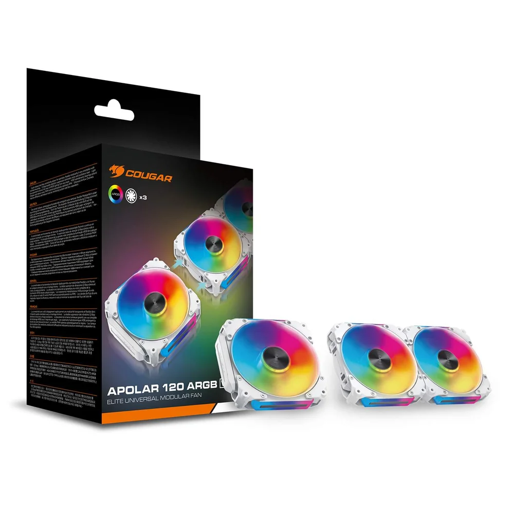 Ventoinha, Modelo Apolar 120 ARGB White - Kit Com 3 4