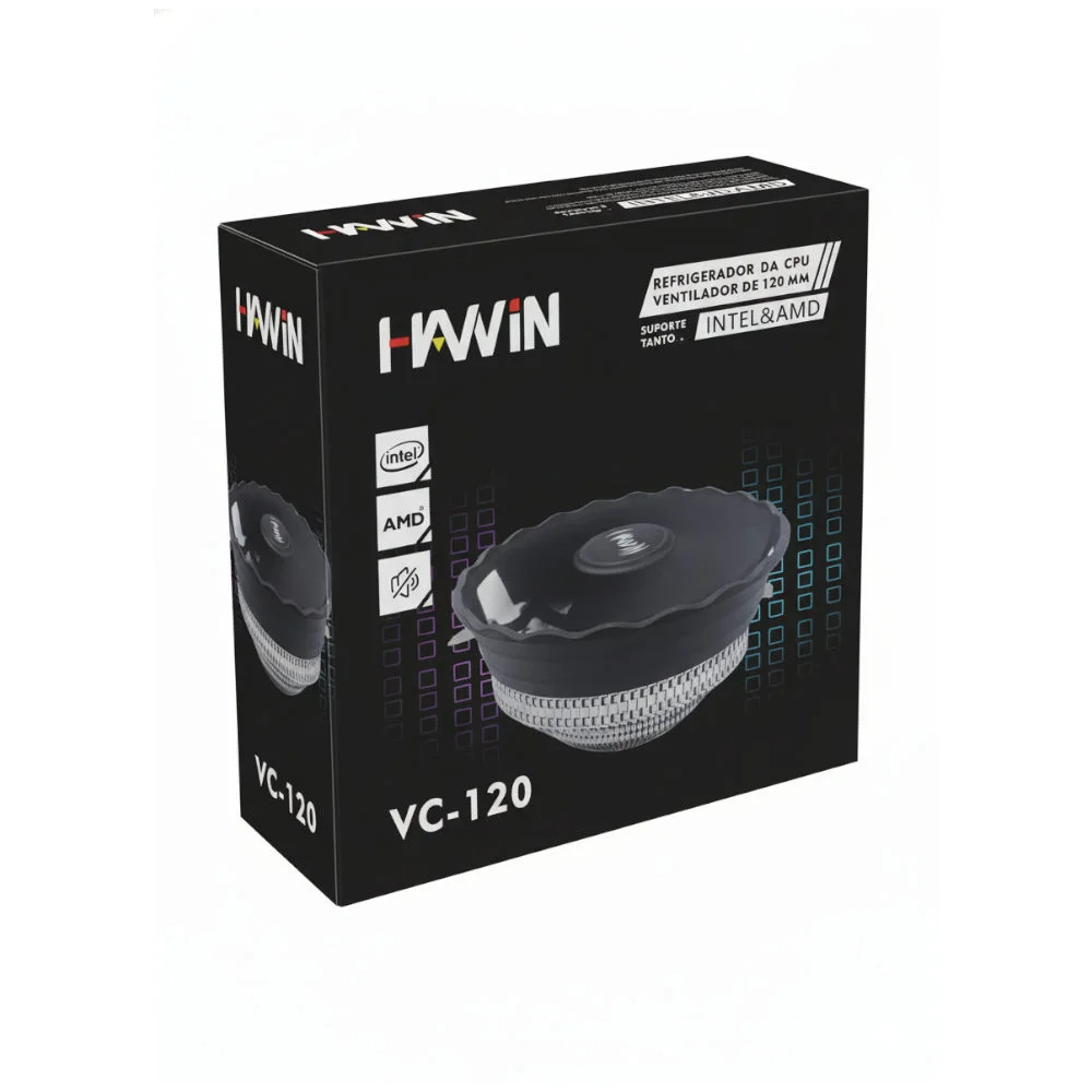 Cooler Para Processador Hawin 120mm 12v Preto - Hwn-vc120-bk 8