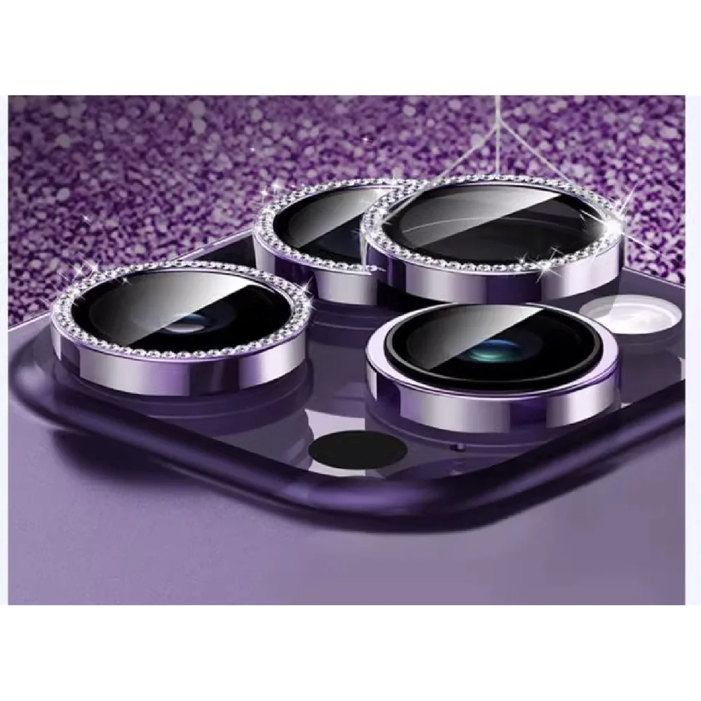 Kit 3 Películas Lente Câmera Strass Brilho Compatível Com Iphone 14 15 16 Proteção Cor:prata;tamanho:iphone 16 Pro
