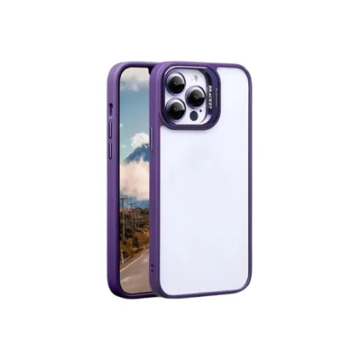 Capa Capinha Case Com Suporte Bracket Clean + Película De Câmera Iphone 15 Pro Max - Roxo