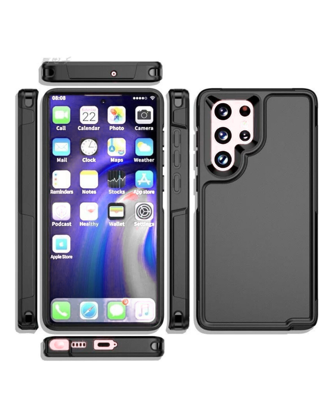 Capa Capinha Anti Impacto Proteção Resistente Wuming Samsung Família S - Preto - S24 Ultra