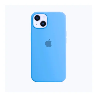 Capa Capinha Case Silicone Cover Premium Aveludada Com Logo Compatível Iphone 14 Azul Pacífico