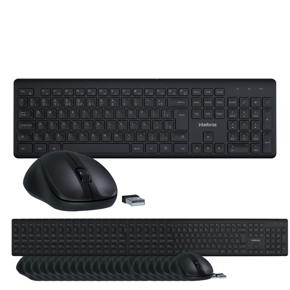 Kit Teclado E Mouse Intelbras Csi50 Sem Fio Preto - 20 Unidades