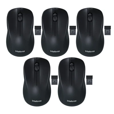 Mouse Sem Fio 1600dpi Intelbras Ambidestro Msi55 Preto - 5 Unidades