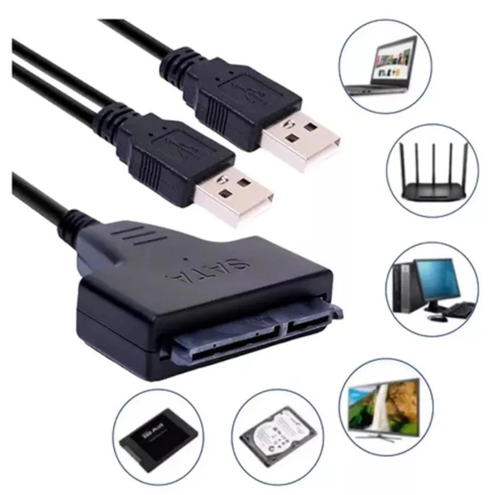 Imagem 2 de 4 do produto Adaptador Cabo Conversor Externo Hd SSD Usb 2.0 Sata 2.5 E 3.5 Com Fonte 12v
