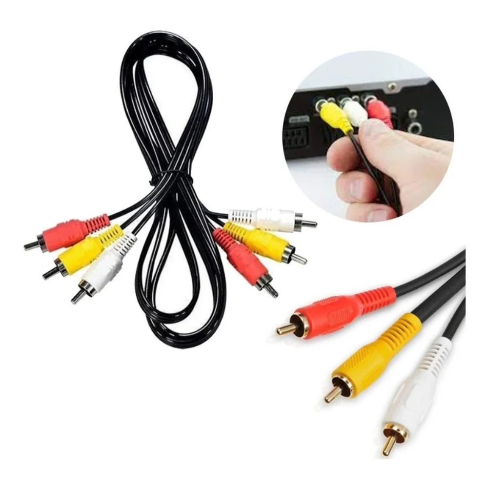 Imagem 3 de 5 do produto Cabo Rca Gold 3+3 Coaxial 10m Qualidade Som Imagem Hd 3pçs