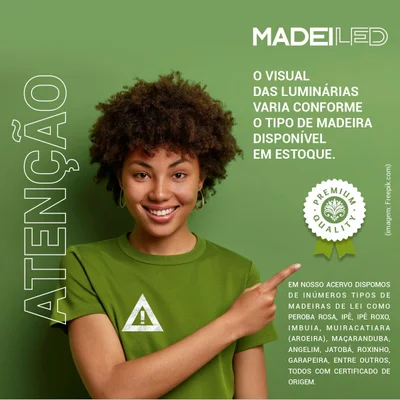 Luminária Pendente LED Madrid 18w Em Madeira De Demolição — foto 2