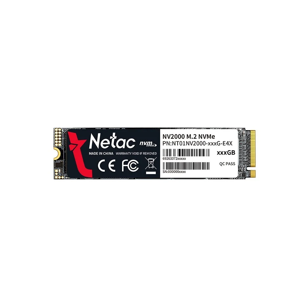 SSD Netac Nv2000 256gb Nvme M.2 2280 Leitura 2500mbs Gravação 1000mbs - Nt01nv2000-256-e4x