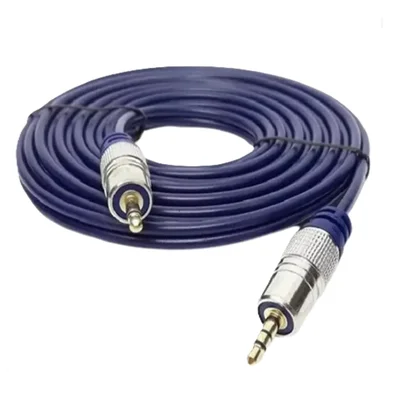 Cabo P2 Stereo + P2 Stereo Metal Profissional 5m Kit 3 Pçs