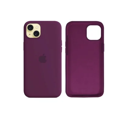 Capa Capinha Case Silicone Cover Premium Aveludada Camurça Com Logo Compatível Iphone 15 Plus Vinho