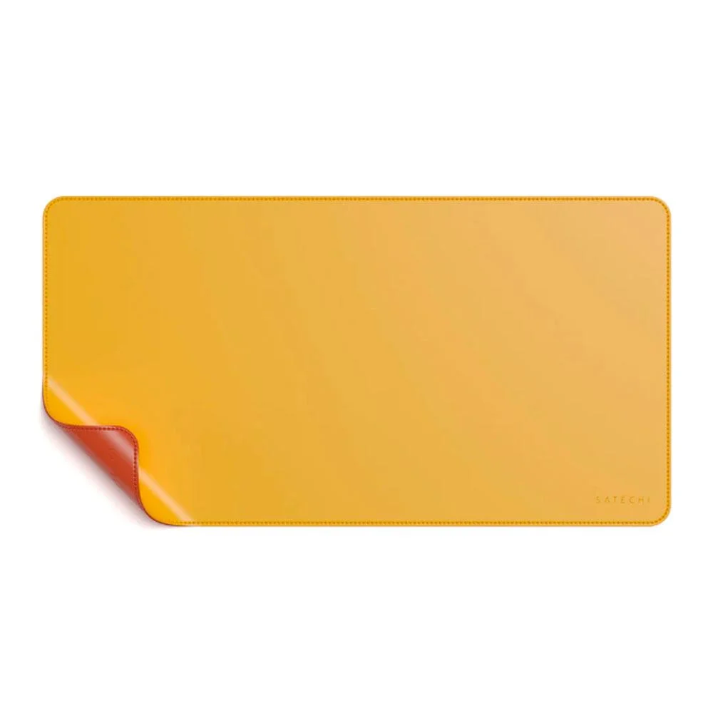 Deskmate Dupla Face Em Couro Ecológico Amarelo E Laranja