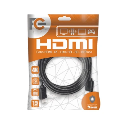 Cabo HDMI 2.0 Ultra Full Hd 3d 4k Tripla Blindagem 5 Metros.