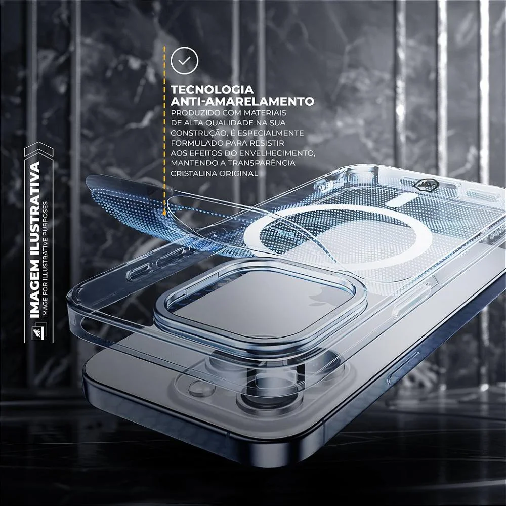 Imagem 5 de 5 do produto Capa Para Iphone 15 Pro Max - Magsafe Crystal Armor Stand - Não Amarela - Gshield