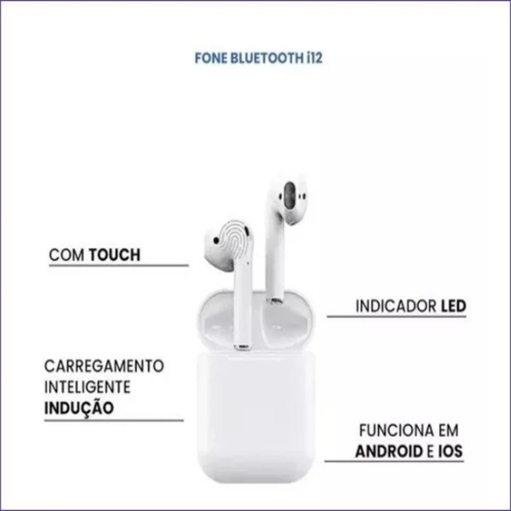 Imagem 2 de 5 do produto Fone I12 Tws: Liberdade Sem Fios E Controle Touch Inteligente