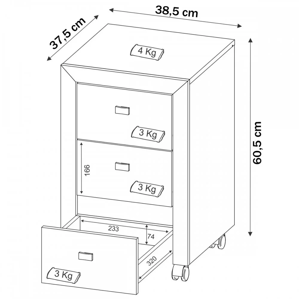 Imagem 3 de 5 do produto Conjunto Home Office 4 Peças Com 1 Mesa, 1 Estante, 1 Gaveteiro E 1 Armário Para Escritório Preto - Pnr Móveis