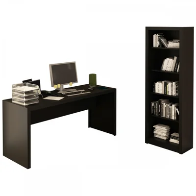 Conjunto Home Office 2 Peças Com 1 Mesa E 1 Estante Preto -  Pnr Móveis