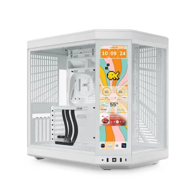Gabinete Gamer Hyte Y70 Touch Infinite Snow Mid Tower Vidro Temperado Tela Touch 14,9" - Branco