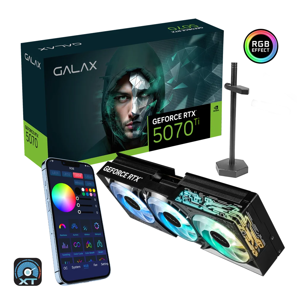 Placa de Vídeo Galax GeForce RTX 5070 Ti 16GB, GDDR7, 256-bit 1-Click OC