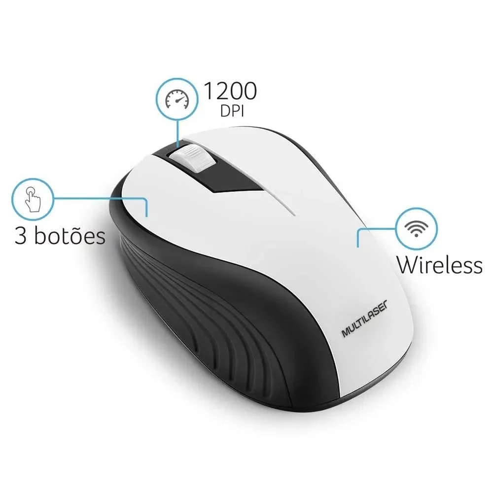 Imagem 3 de 3 do produto Mouse Multi Sem Fio   Conexão Usb 1200dpi 3 Botões Ergonômico M0216.