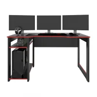 Mesa Gamer Dark Para 3 Monitores Preto/vermelho Pnr Móveis 2