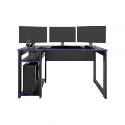 Mesa Gamer Dark Para 3 Monitores Preto/azul - Pnr Móveis