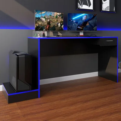 Mesa Gamer Stone Ideal Para 2 Monitores Preto/azul - Pnr Móveis — foto 2