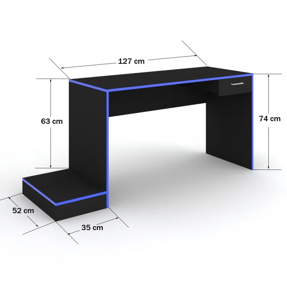 Imagem 3 de 3 do produto Mesa Gamer Stone Ideal Para 2 Monitores Preto/azul - Pnr Móveis