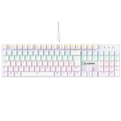 Teclado Mecânico Gamer Fortrek Gravity 100, Rainbow, Switch Outemu Red, Abnt2, Branco