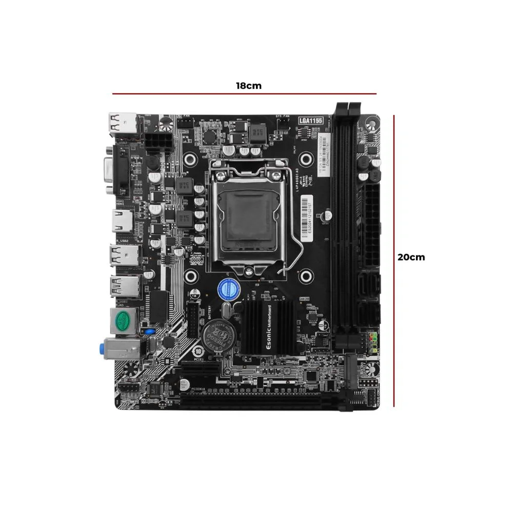 Placa Mãe H61 LGA 1155, 2xDDR3, Intel Core I7 / I5 / I3 / Pentium / Celeron, PCi-e X16, Usb 3.0 HDMI, Alta Qualidade 8