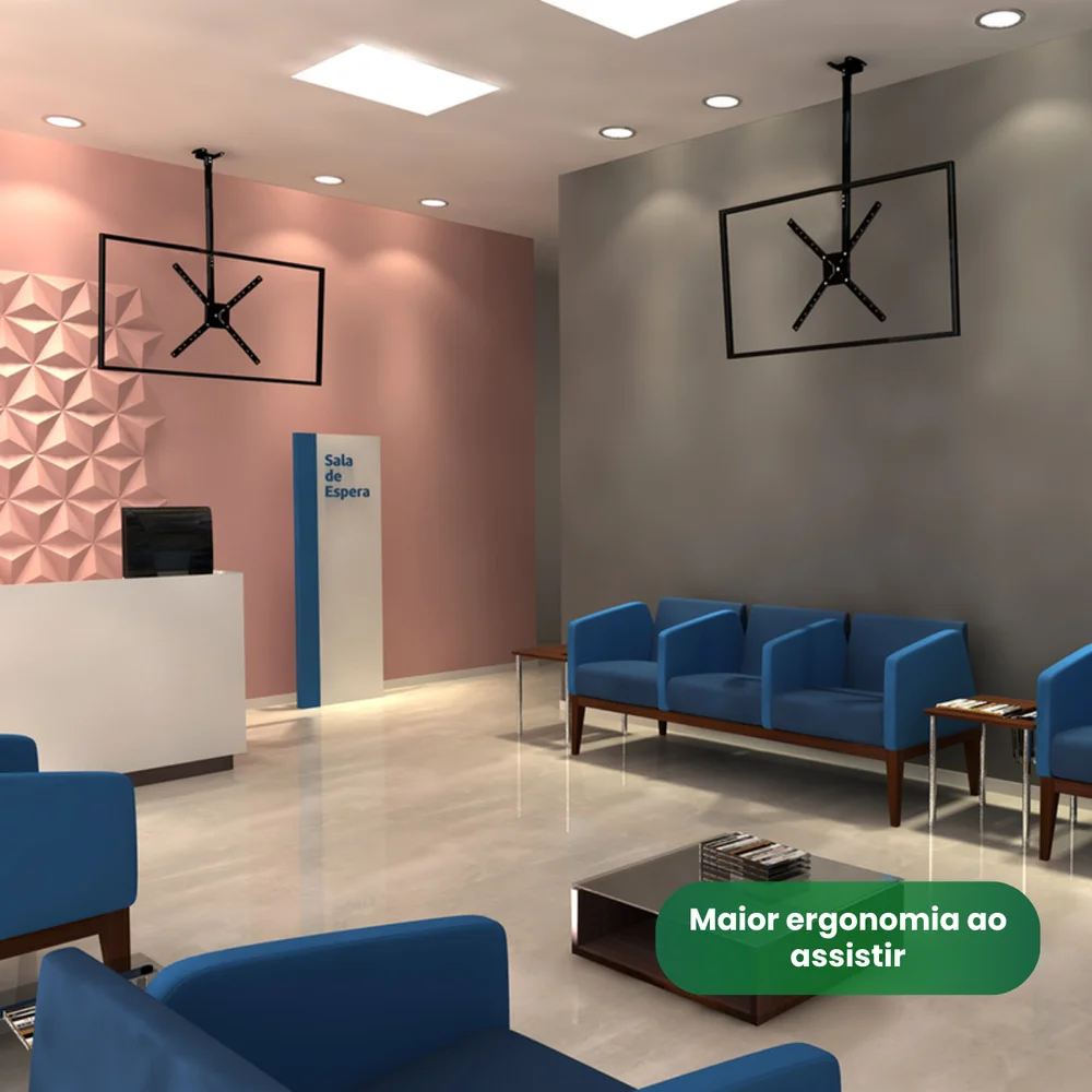 Imagem 3 de 5 do produto Suporte De Teto Para Tv 10'' Até 60'' Com Ajuste De Ângulos E Giro 360º Brasforma Sbrp1050 - 3 Unidades