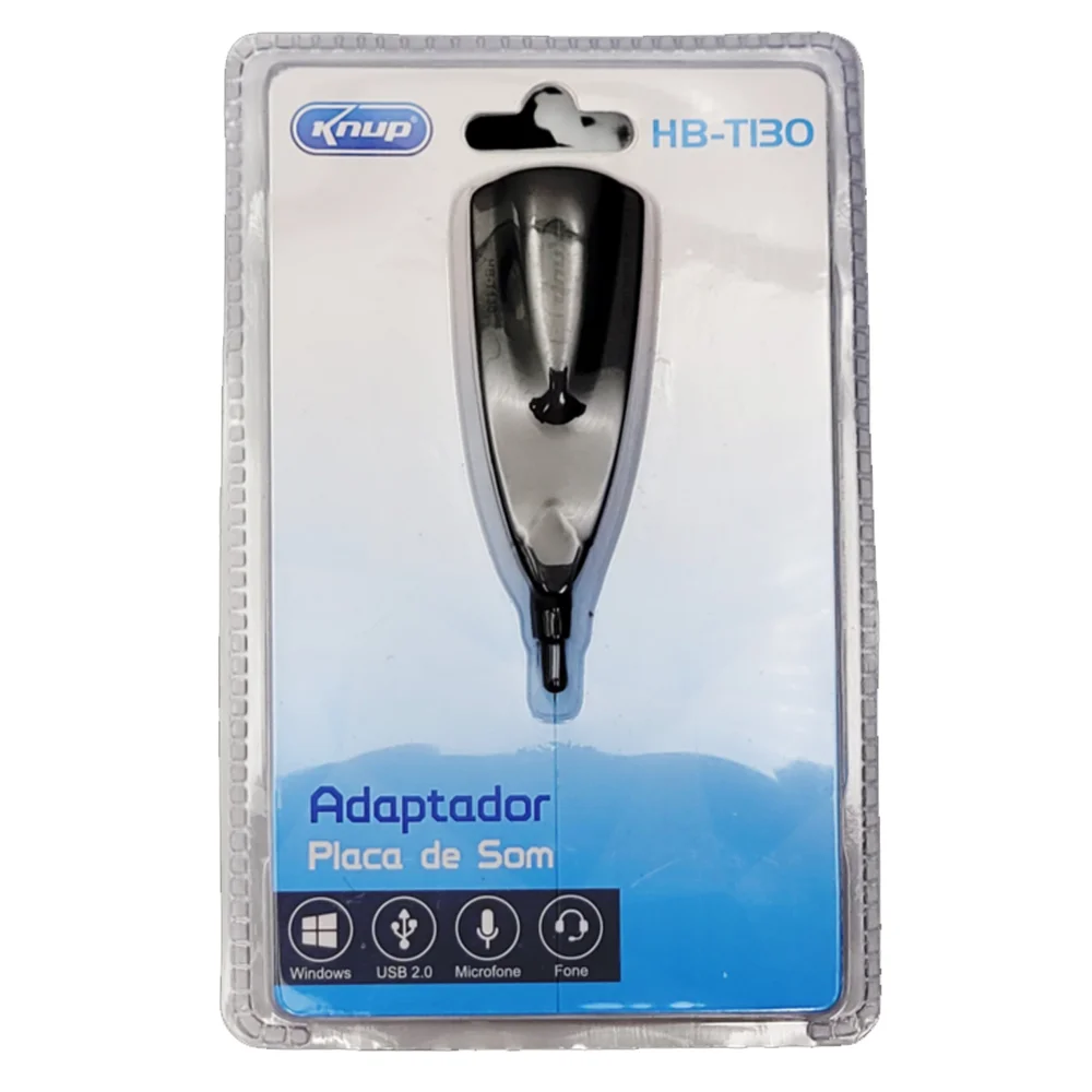 Imagem 2 de 5 do produto Placa De Som Externa Usb Fone + Microfone Hb-t130 Knup