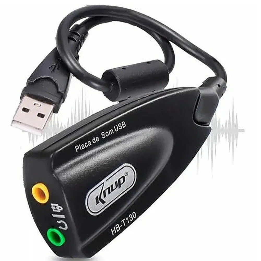 Imagem 3 de 5 do produto Placa De Som Externa Usb Fone + Microfone Hb-t130 Knup