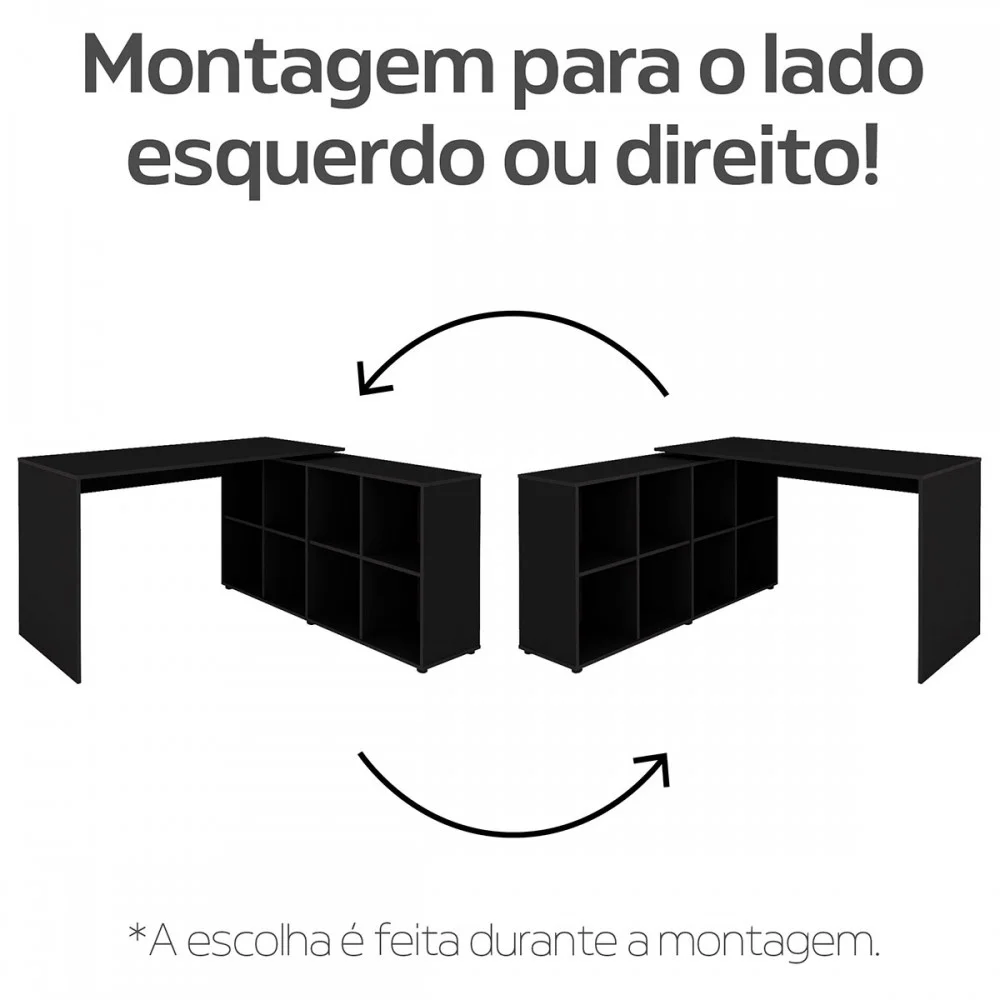 Imagem 4 de 4 do produto Escritório Completo Nero 4 Gavetas Preto - Artany Móveis
