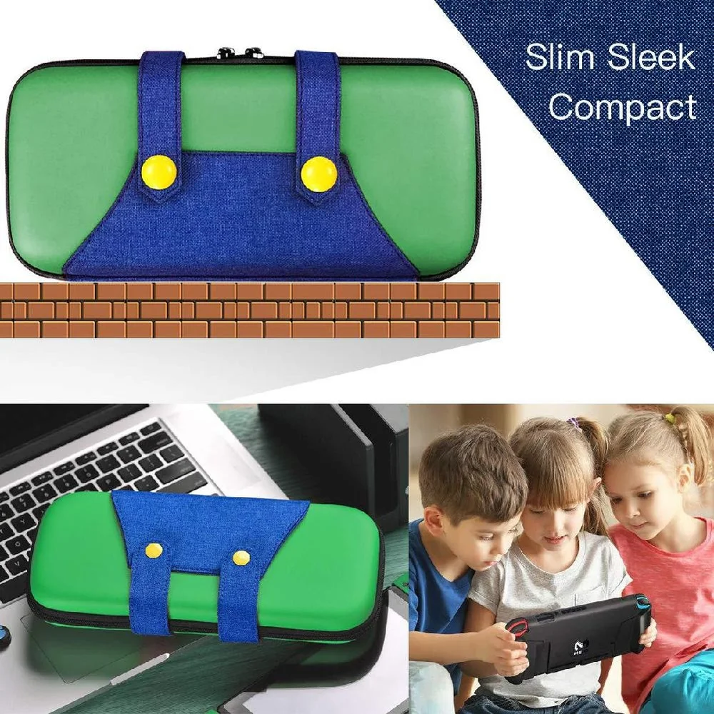 Imagem 2 de 5 do produto Case Nintendo Switch V1 V2 Luigi + 4 Grips + Película Vidro