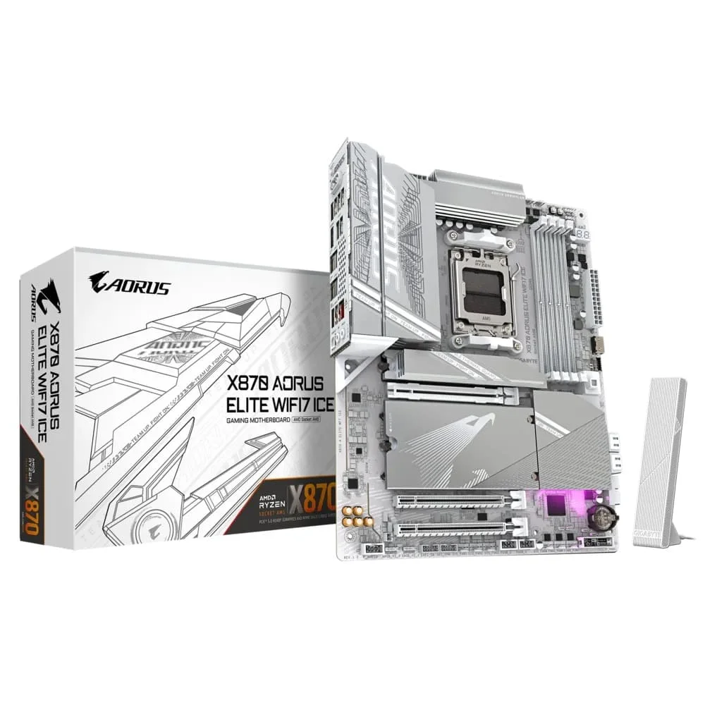 Placa Mãe Gigabyte X870 Aorus Elite Ice Wifi 7 Am5 4xDDR5 Chipset X870 Atx 4