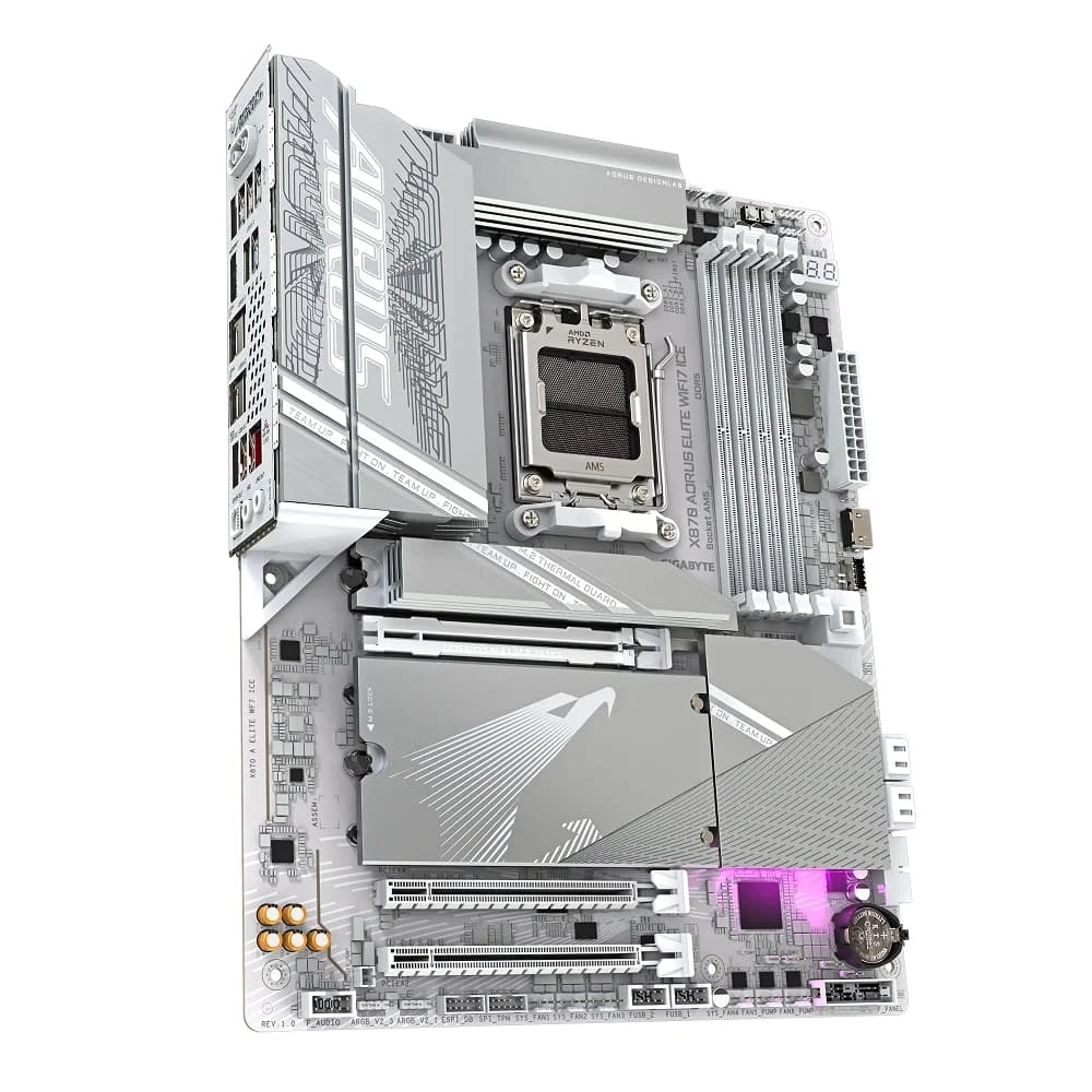 Placa Mãe Gigabyte X870 Aorus Elite Ice Wifi 7 Am5 4xDDR5 Chipset X870 Atx 6
