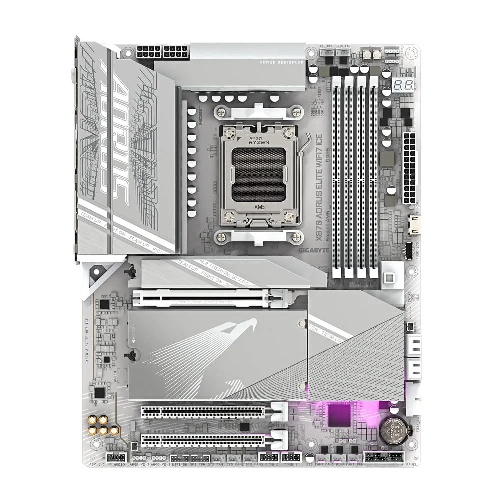 Placa Mãe Gigabyte X870 Aorus Elite Ice Wifi 7 Am5 4xDDR5 Chipset X870 Atx 7