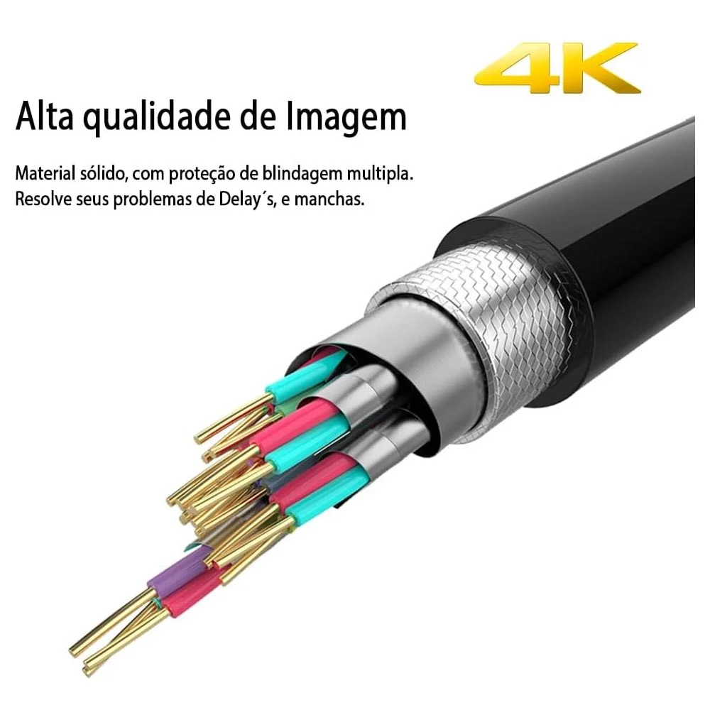 Imagem 2 de 5 do produto Cabo Displayport Blindado Ultra Hd 4k 60hz 2k 1080p 144hz 3 Metros
