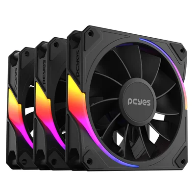 Kit Cooler Fan Para Gabinete 3 Unidades Sangue Frio 3 ARGB Black Vulcan Reverse 120mm PCyes K3aRGBsf3rvbr