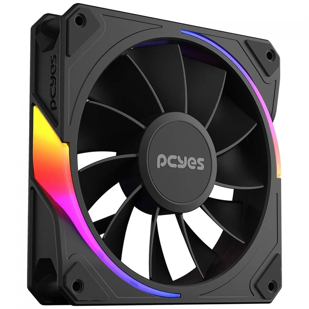 Imagem 2 de 5 do produto Kit Fan Com 3 Unidades PCyes Sangue Frio 3 ARGB Black Vulcan, Reverse, 120mm, Preto, K3aRGBsf3rvbr